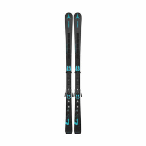 Used Atomic Redster X7 RVSK C skis with teal accents and bindings