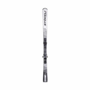 Used Stöckli Laser SC carving ski with MC11 bindings, white top sheet with black geometric pattern