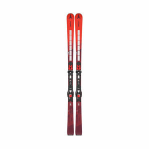 Atomic Redster G9 Revoshock S used skis with black bindings and red gradient base